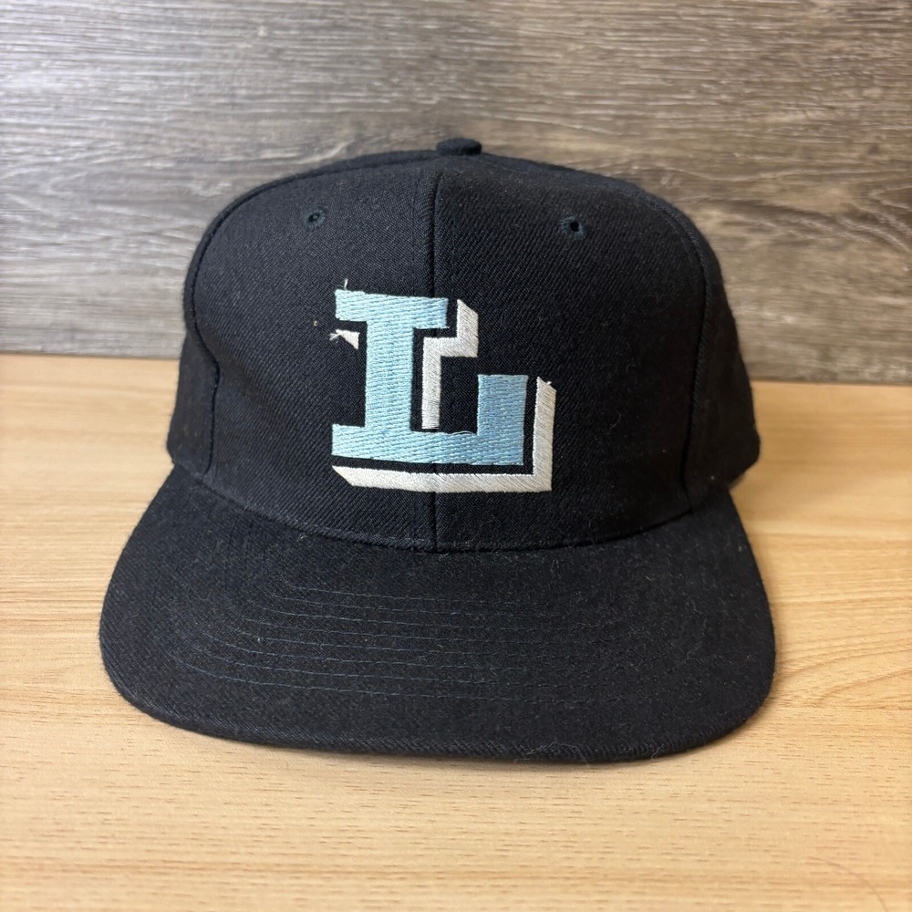 Vintage L Hat Cap Snap Back Black Letter L Baseball Nissin Adjustable